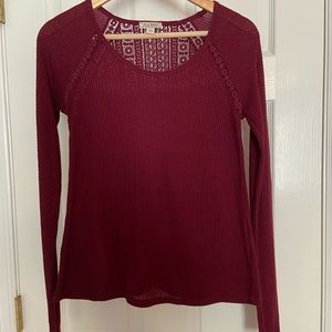 Women’s Lucky Brand Lace Top Shirt Dark Red XS